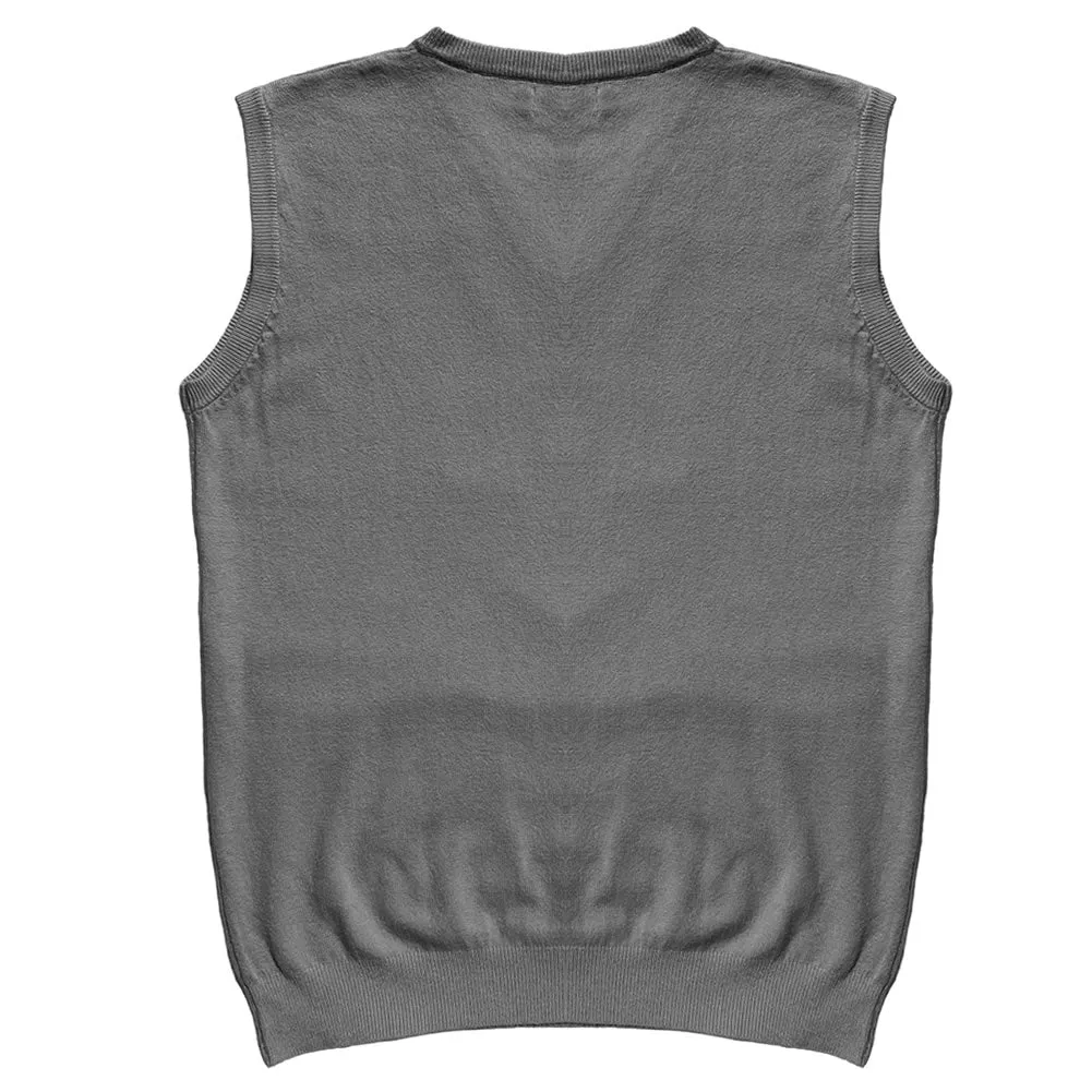 Solid Dark Grey Mens V-Neck Sweater Vest