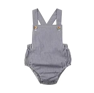 Striped Summer Romper - Black & White