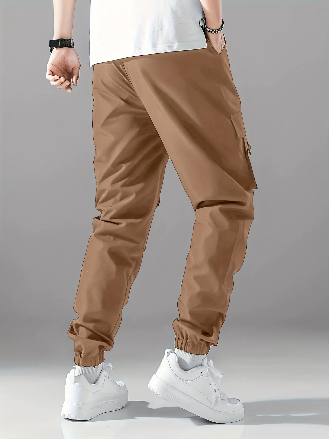 Stylish Letter Print Drawstring Cargo Pants - Men's Trendy Jogger Pants with Flap Pocket for Camping, Winter, Spring, and Fall - Loose Fit, Comfortable, Versatile, and Practical Clothing for Outdoor Enthusiasts