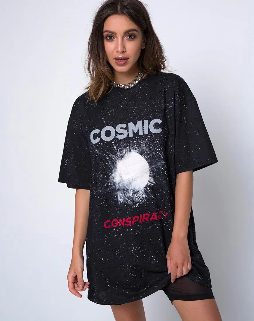 Sunny Kiss Oversize Tee in Black Cosmic Conspiracy