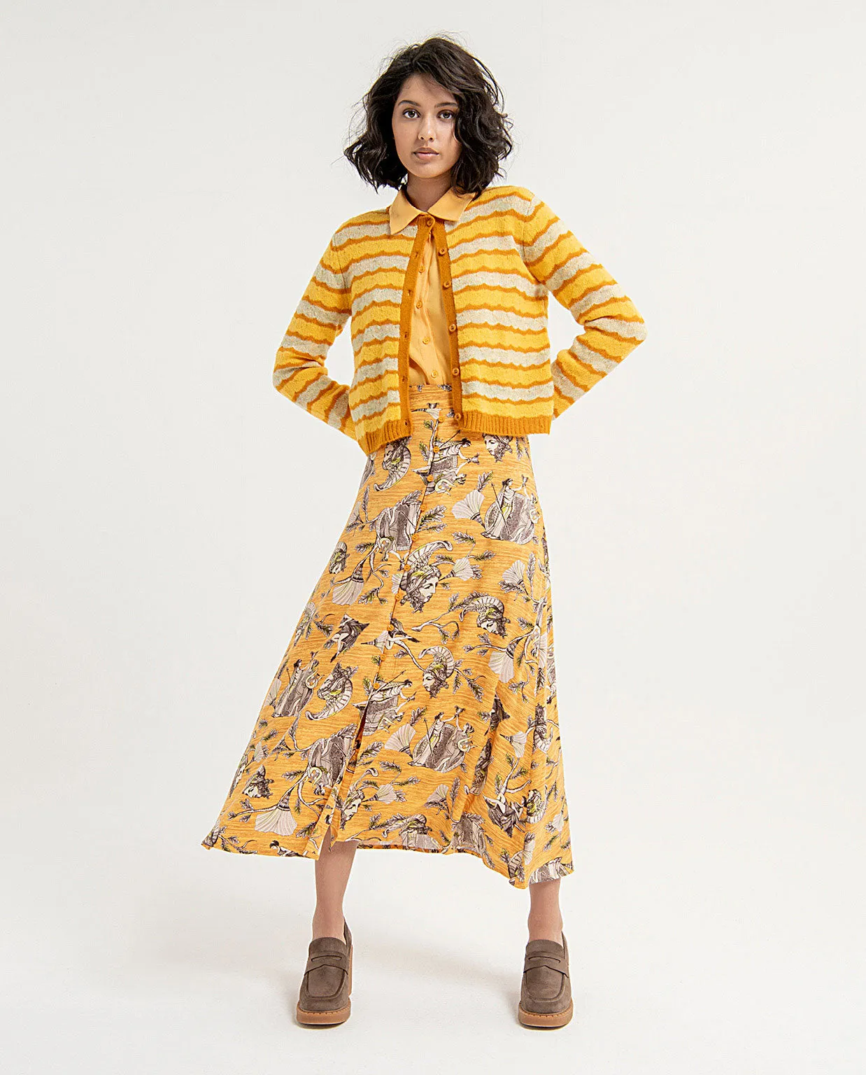 Surkana short striped cardigan yellow