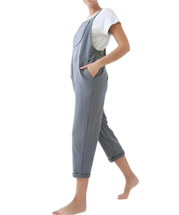 TEEK - Dull Grey Brushed Organic Hemp Relaxed Fit Overalls