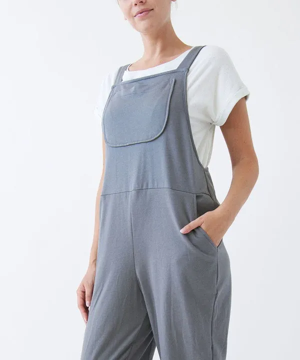 TEEK - Dull Grey Brushed Organic Hemp Relaxed Fit Overalls