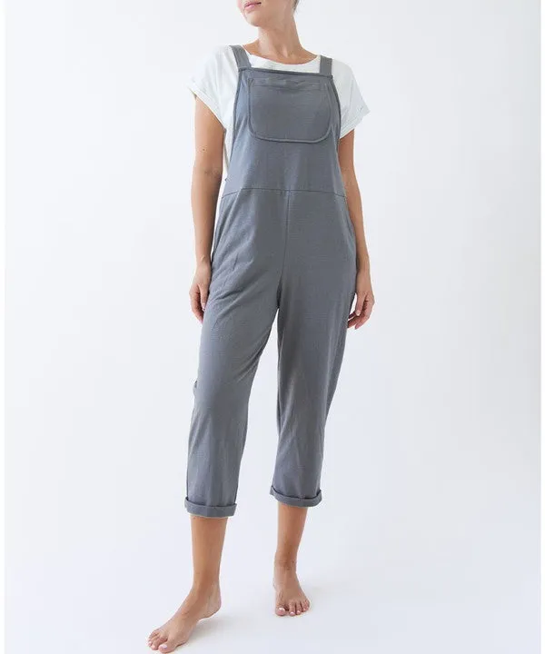 TEEK - Dull Grey Brushed Organic Hemp Relaxed Fit Overalls