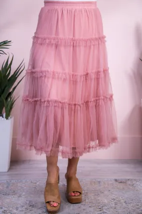 The Darling Effect Blush Solid Ruffle Sheer Skirt - E1149BS