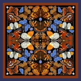 The Key & Butterfly Silk Neckerchief - Amber | 45x45cm