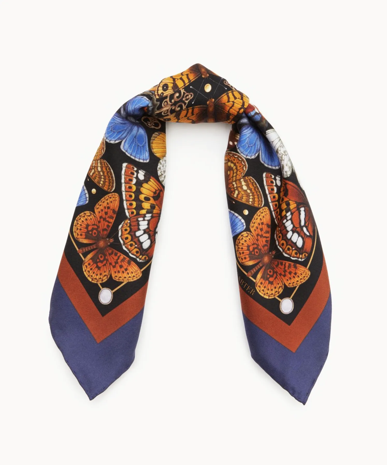 The Key & Butterfly Silk Neckerchief - Amber | 45x45cm