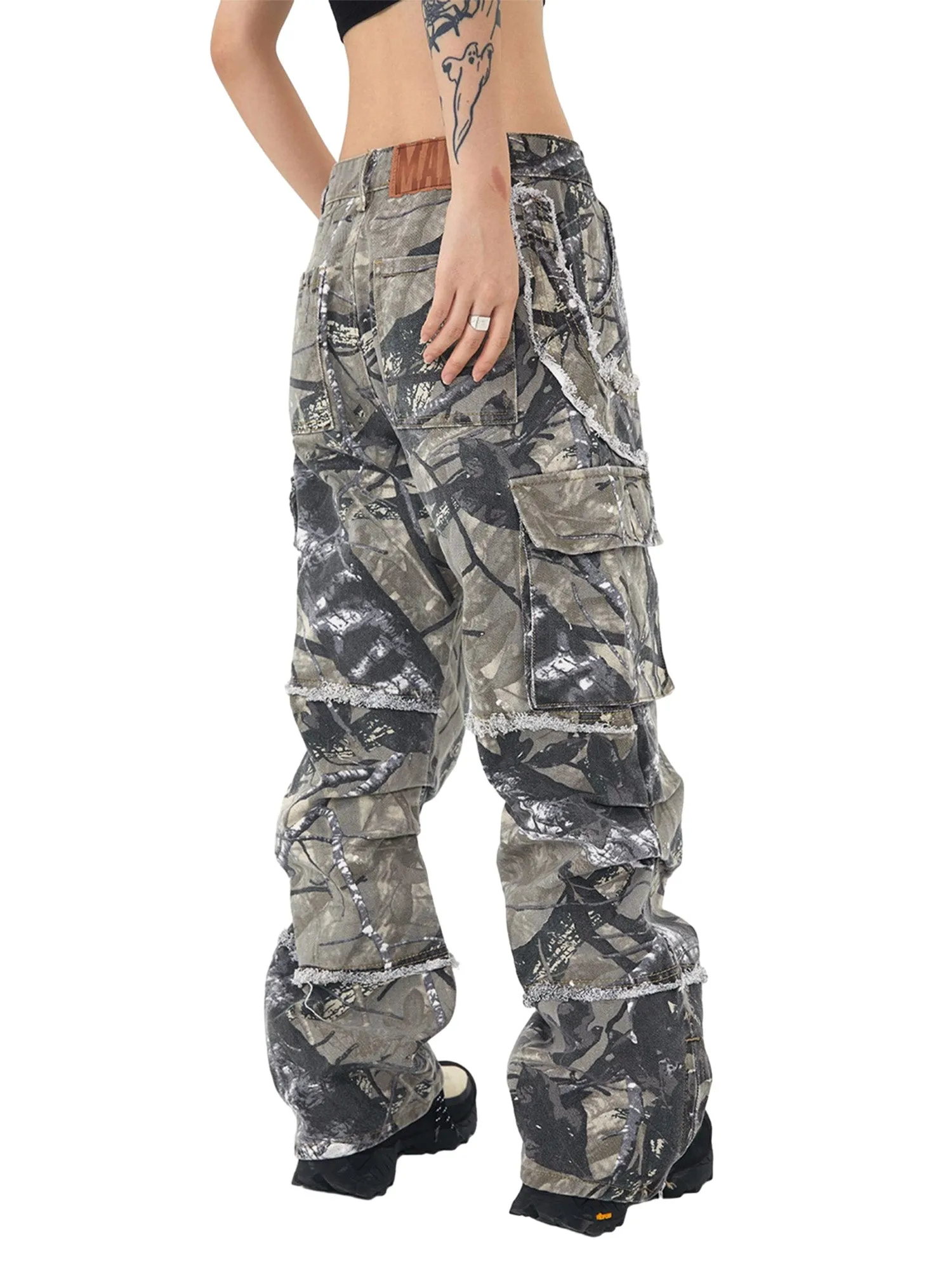 Thesupermade Camouflage Leaf Straight Leg Pants- 1870