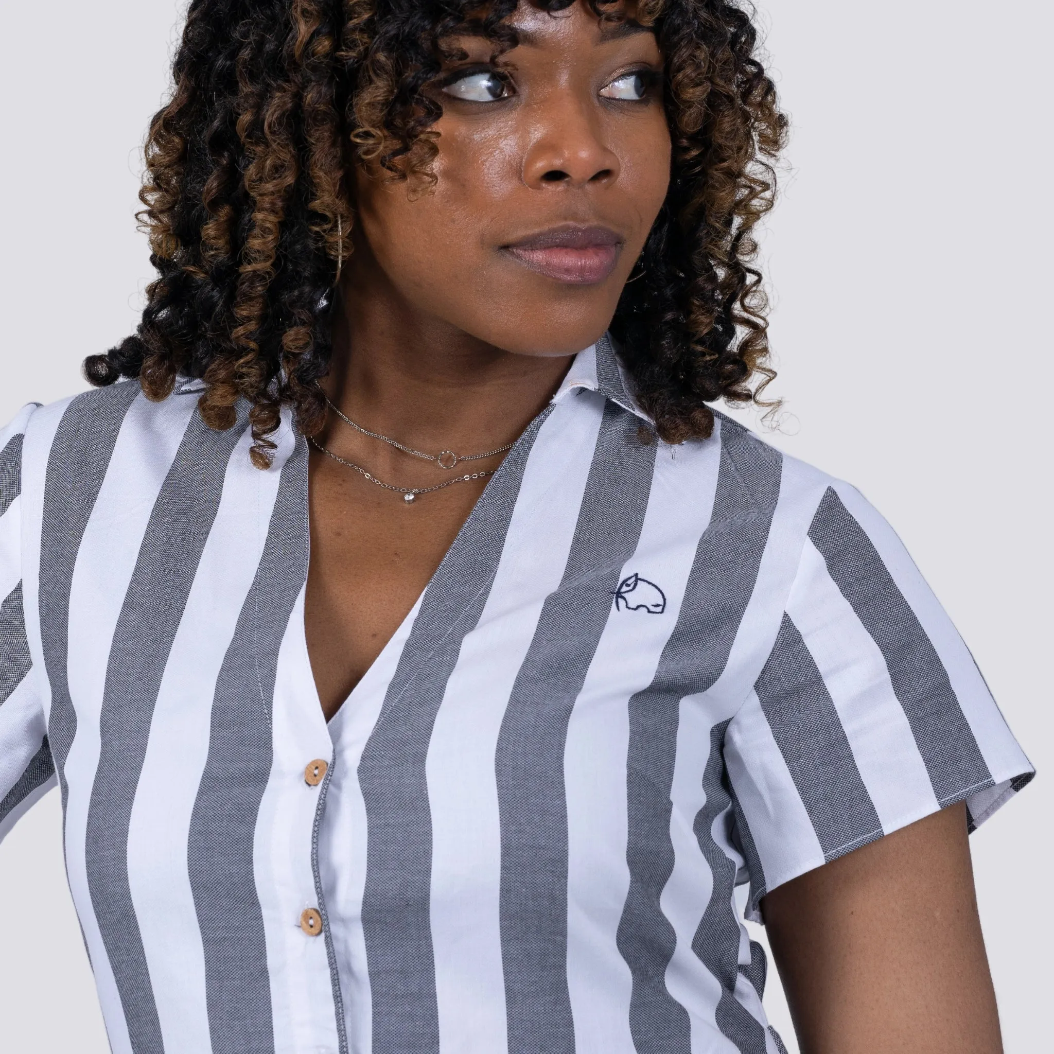 Timeless Elegance Redefined: Timeless Striped Elegance Shirt Dress