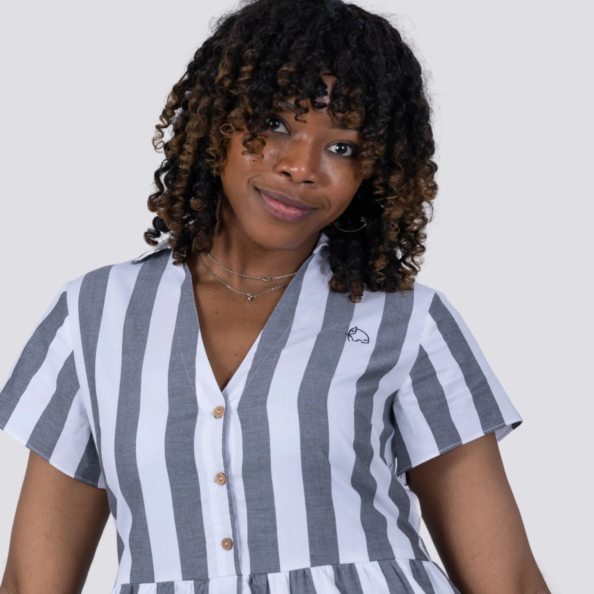 Timeless Elegance Redefined: Timeless Striped Elegance Shirt Dress