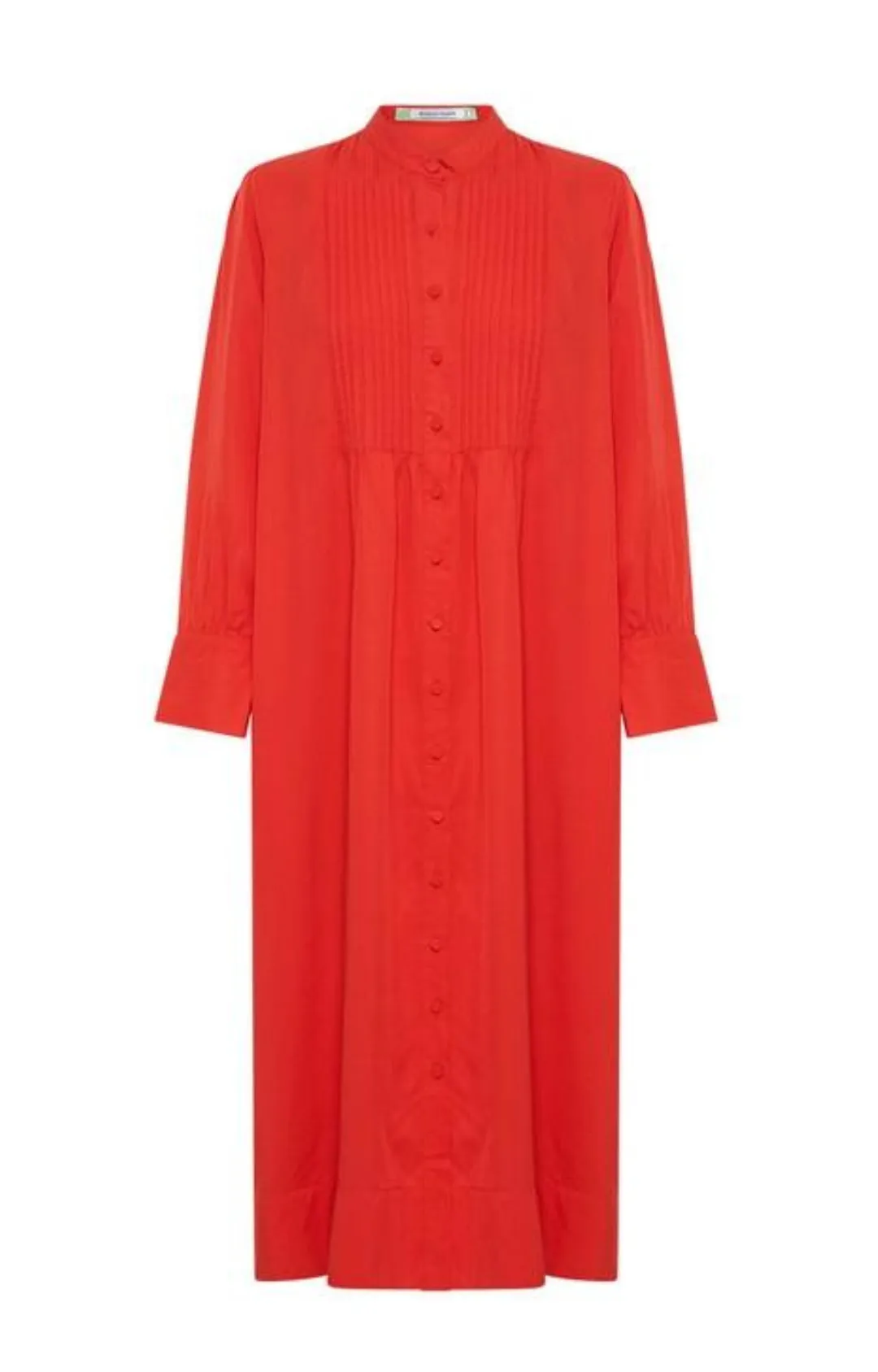 Tuxedo Bib Midi Dress - Blood Orange