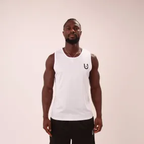 UNIFY Black Performance Mens Vest Top - Athletic Mens Vest Top White