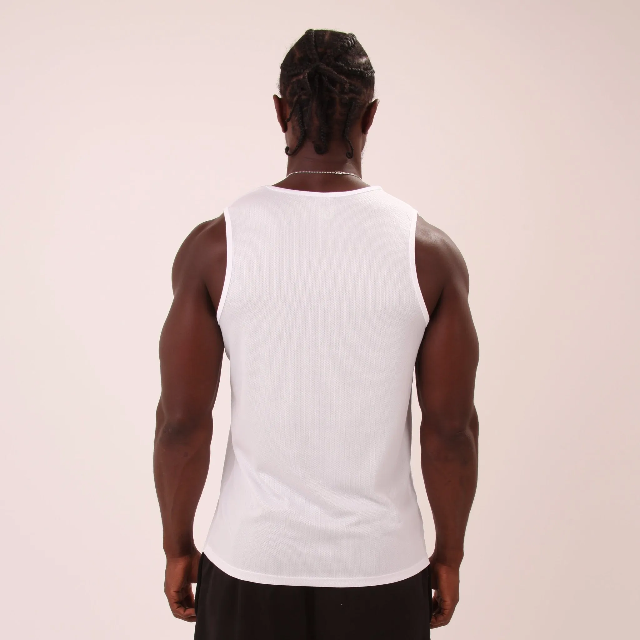 UNIFY Black Performance Mens Vest Top - Athletic Mens Vest Top White