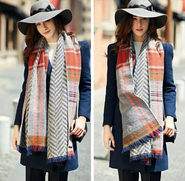 VIGROCK C16 Knit Wool Long Scarf for Women