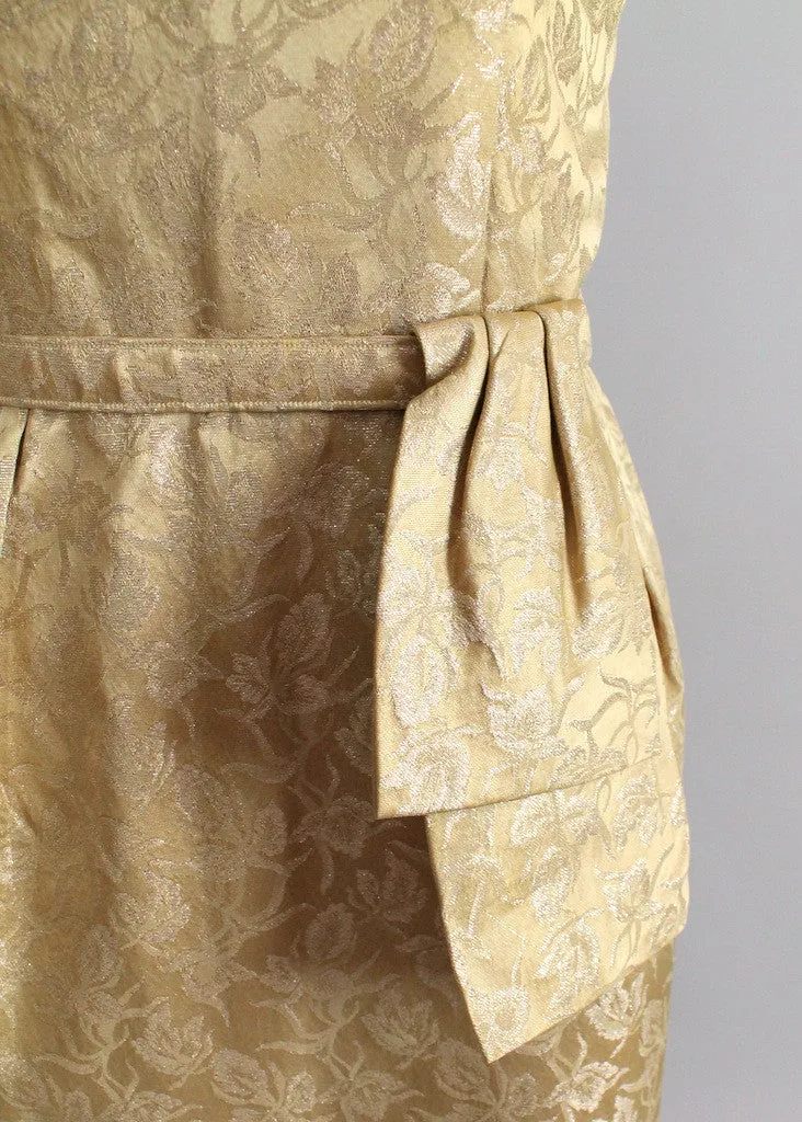 Vintage 1960s Gold Brocade Cocktail Dress and Jacket