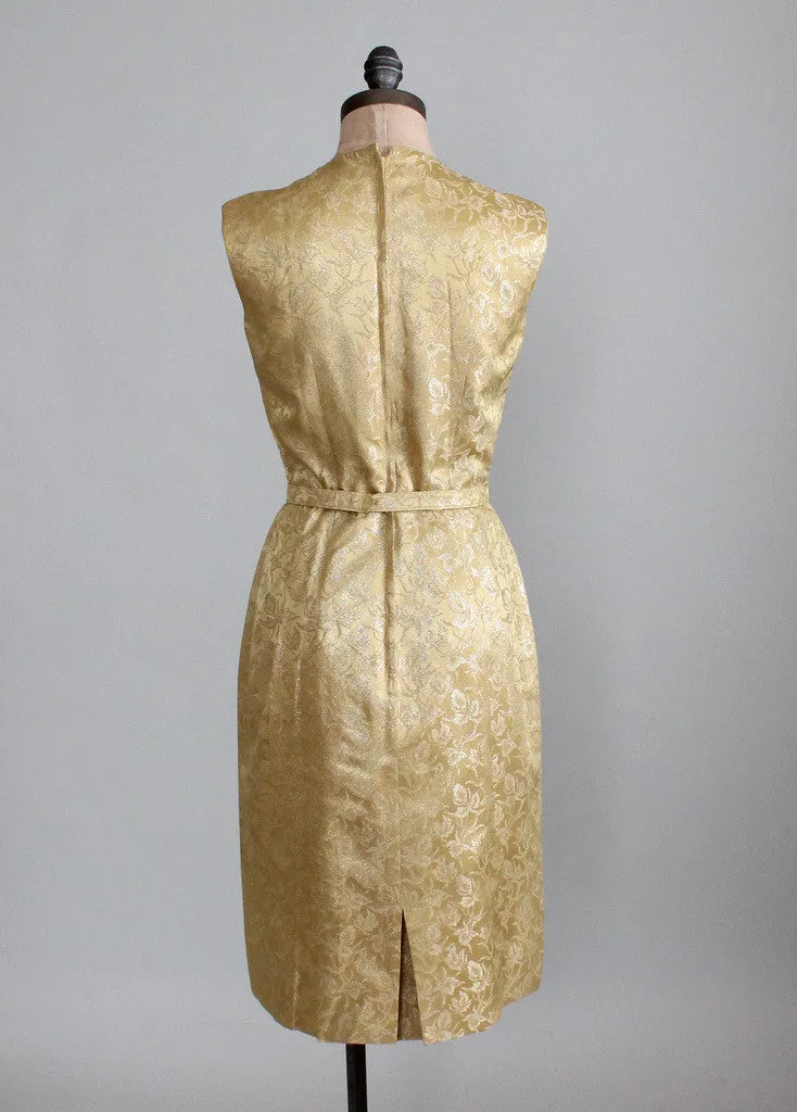 Vintage 1960s Gold Brocade Cocktail Dress and Jacket