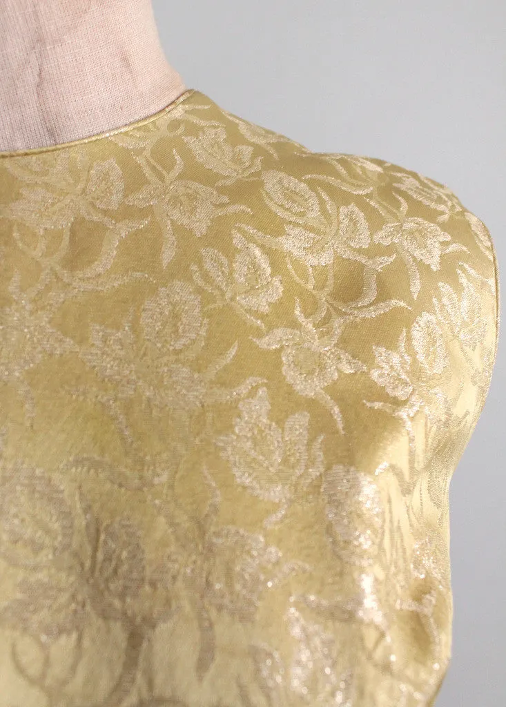 Vintage 1960s Gold Brocade Cocktail Dress and Jacket