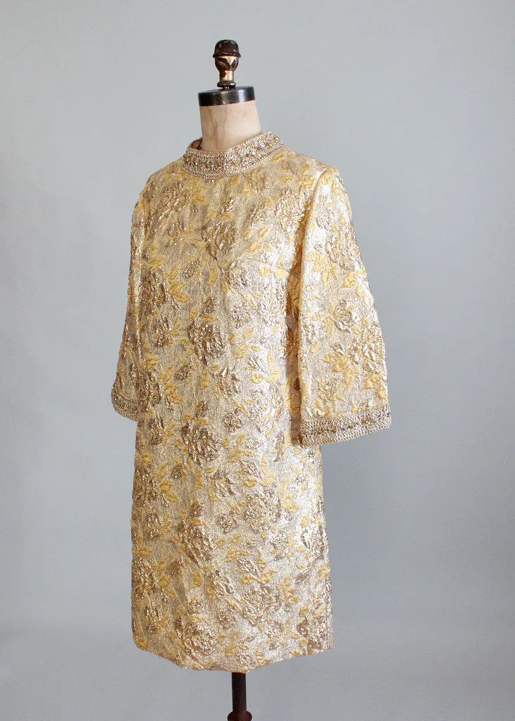 Vintage 1960s Gold Lame MOD Party Dress