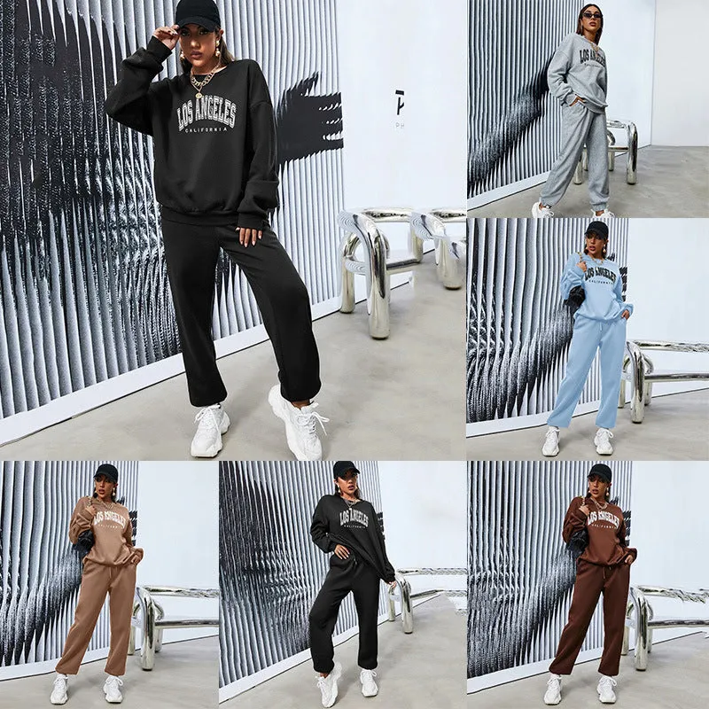 Wenkouban fall outfits aesthetic back to school Suit Women's Loose Sweater   Sweatpants Two Pieces Suit plus Size Fashion Warm