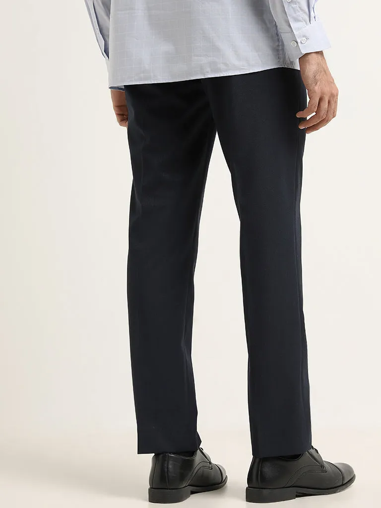 WES Formals Navy Relaxed Fit Trousers