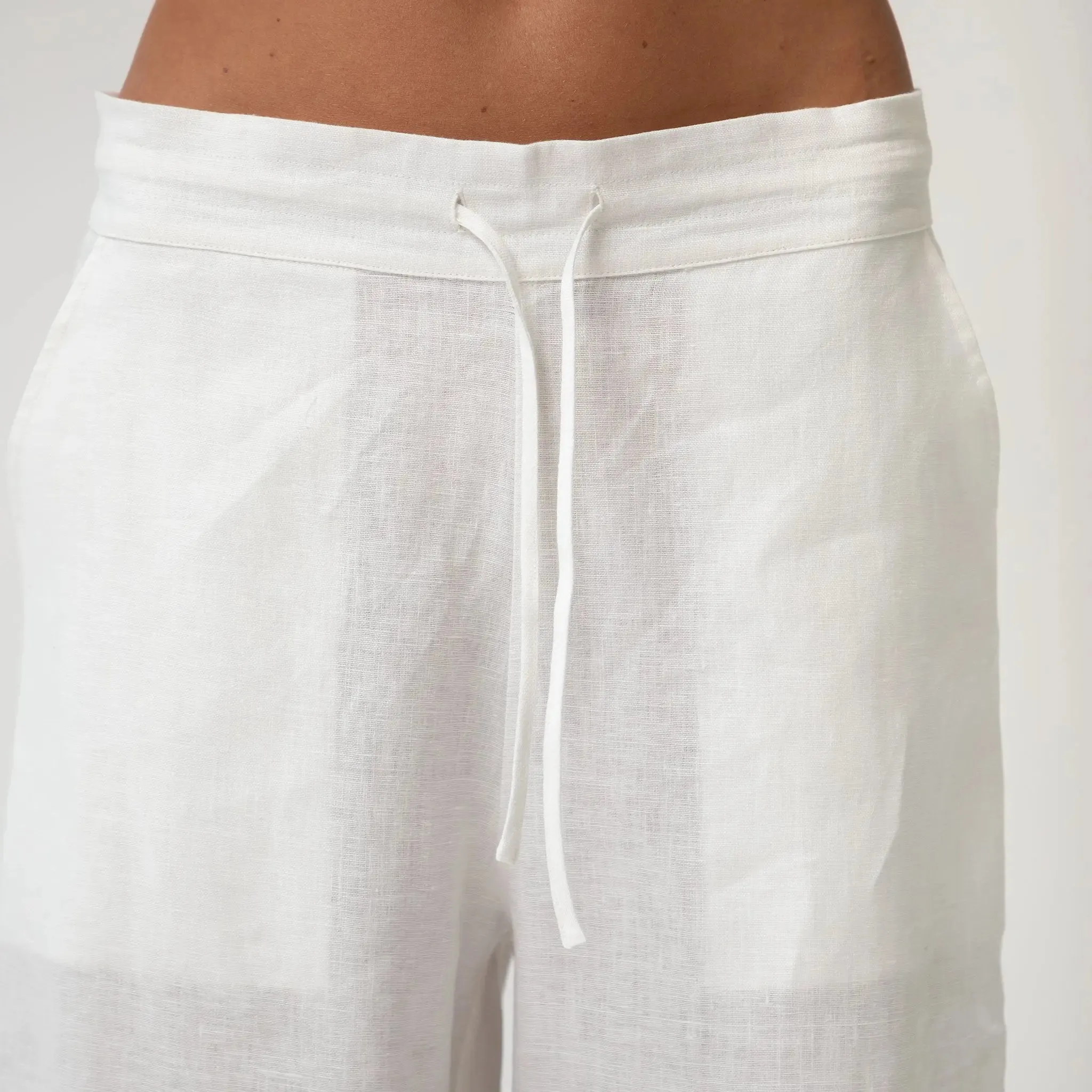 White Heavy Linen Wide-Leg Pants Perfect Days