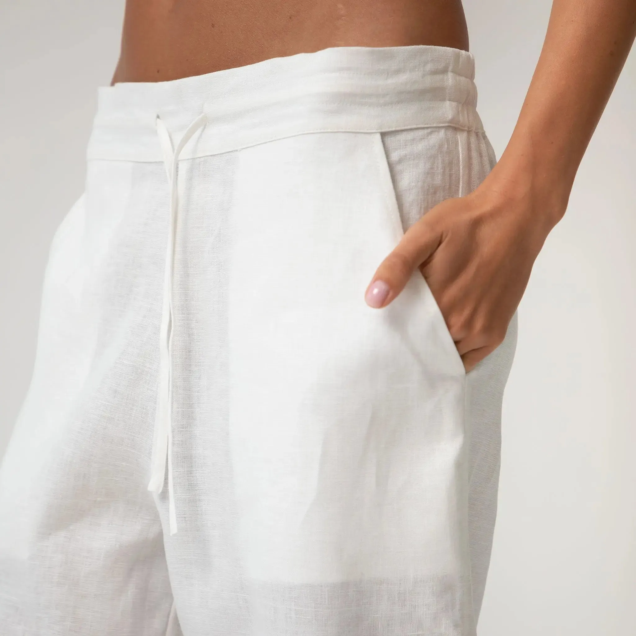 White Heavy Linen Wide-Leg Pants Perfect Days