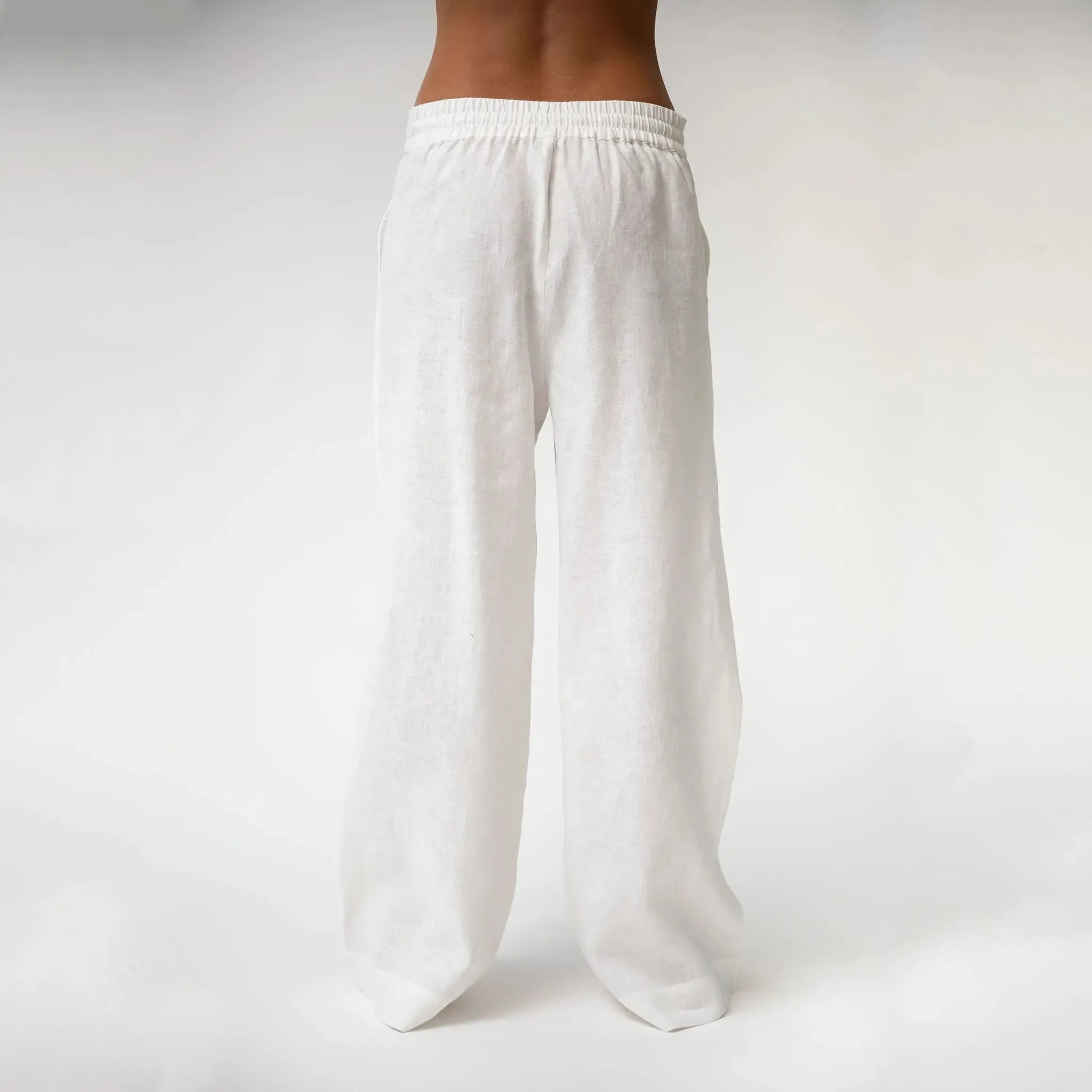 White Heavy Linen Wide-Leg Pants Perfect Days