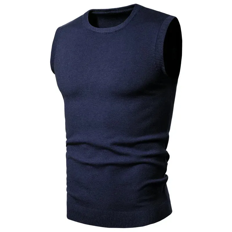 Wiaofellas  -  Men's Golf Vest Brand Pullovers Solid Color Fleece High Quality Vest Sleeveless Top Clothing Autumn Knitted Casual Male Sweaters