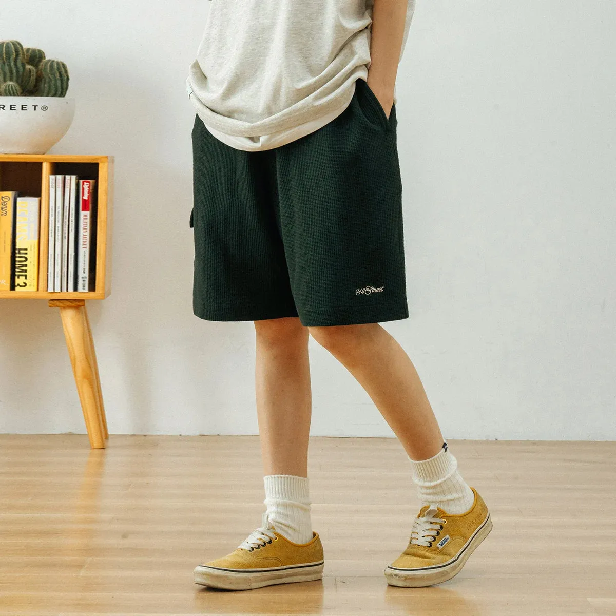 Wiaofellas  -  Summer Shorts Men's Japan fashion Retro Sweat pants Ins Fashion Brand Waffle Sweatpants American Fifth Pants