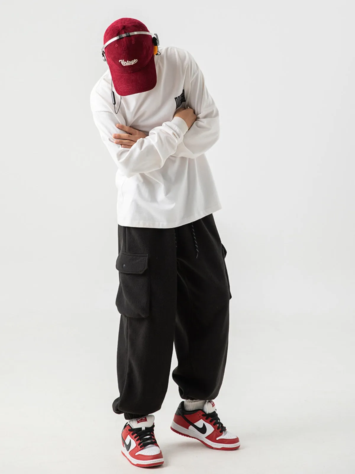 WLS Retro Japanese Large Pocket Design Sweatpants