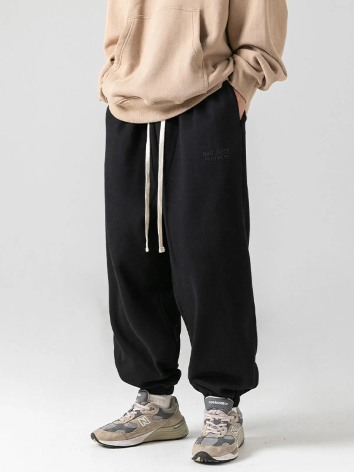 WLS Retro Japanese Print Loose Long Sweatpants