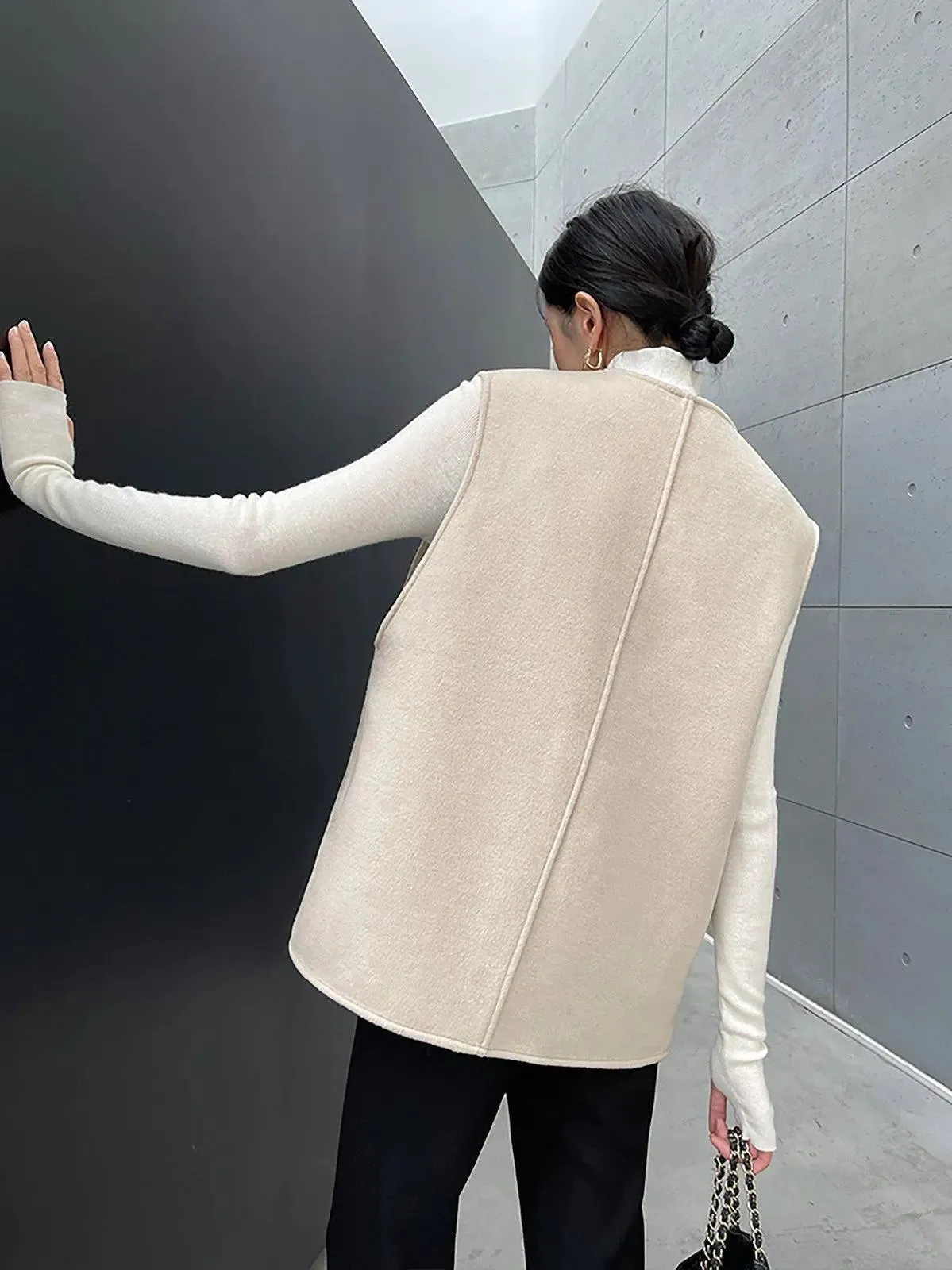 Women Beige Wool Vest,Wool Waistcoat,Beige Waistcoat,Oversize Vest,Oversize Waistcoat,Waistcoat women,Autumn Vest,Winter Fall Waistcoat