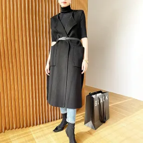 Women Black Long wool Vest,Wool Waistcoat,Oversize Wool Vest,Long Wool Waistcoat,Black Long Coat,Wool Cardigan Vest,Long Wool Waistcoat