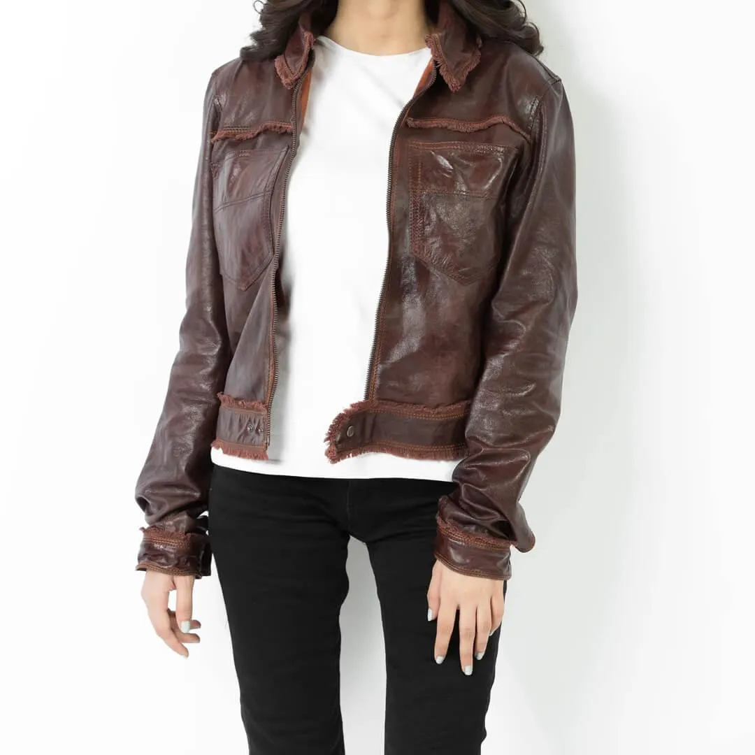 Women Brown Leather Jacket