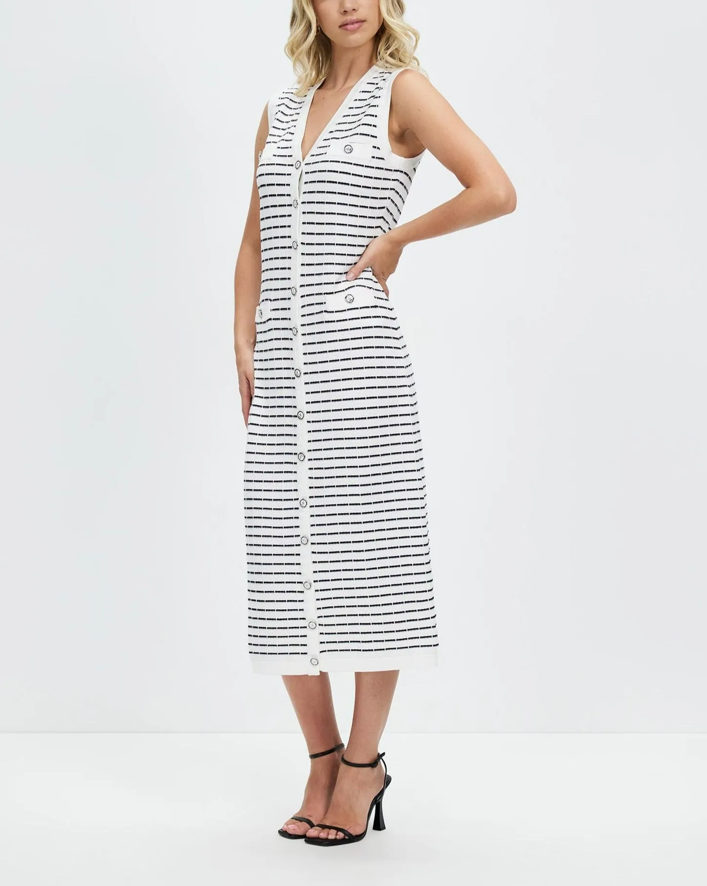 Women's Knitted Striped Sleeveless Vest Dress-Rani Dress