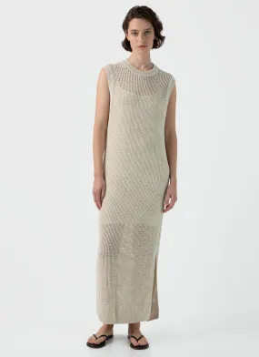 Women's Linen Mesh Dress in Ecru