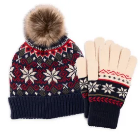 Women's Wool Blend Cuff Cap and Glove Set