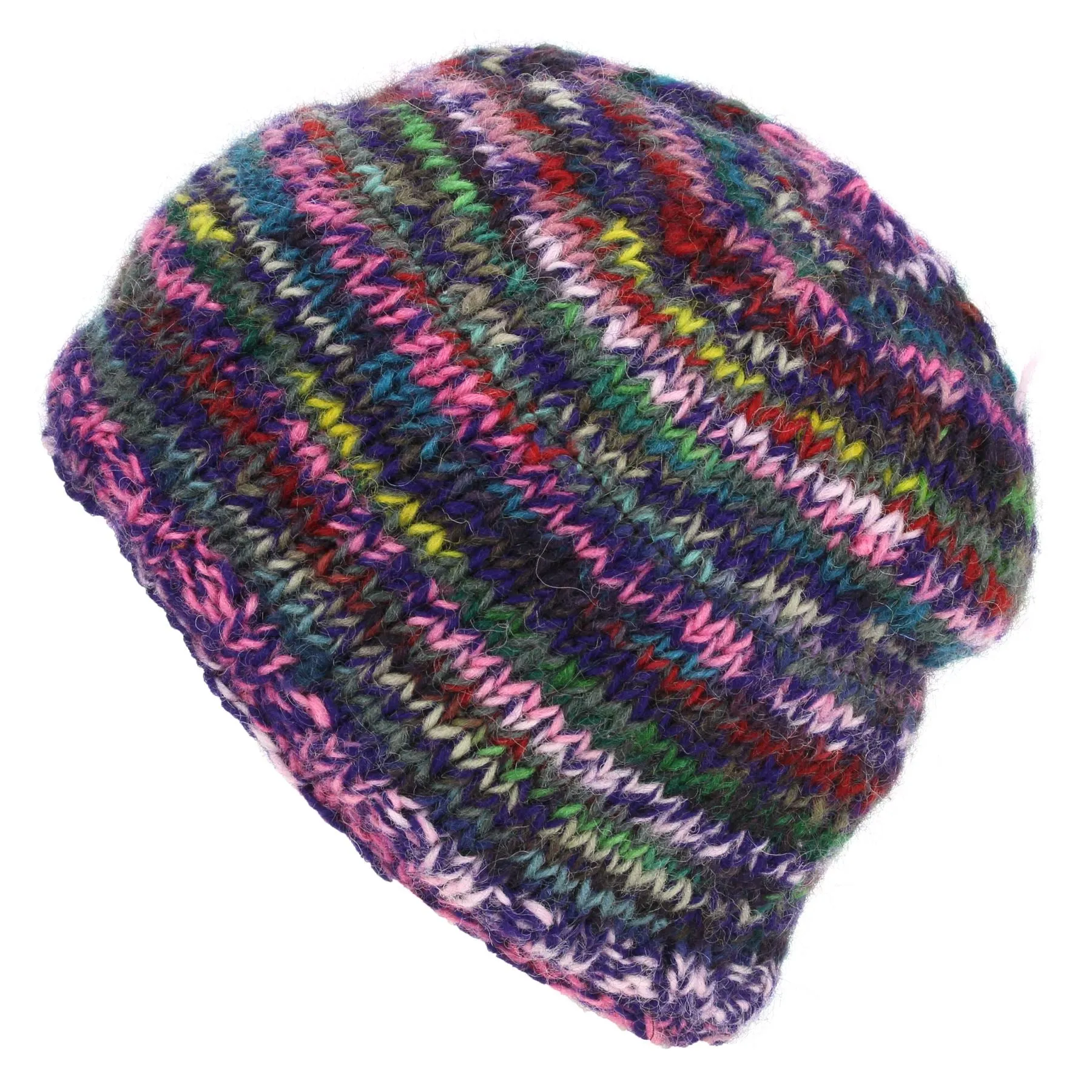 Wool Knit Beanie Hat - SD Purple Mix