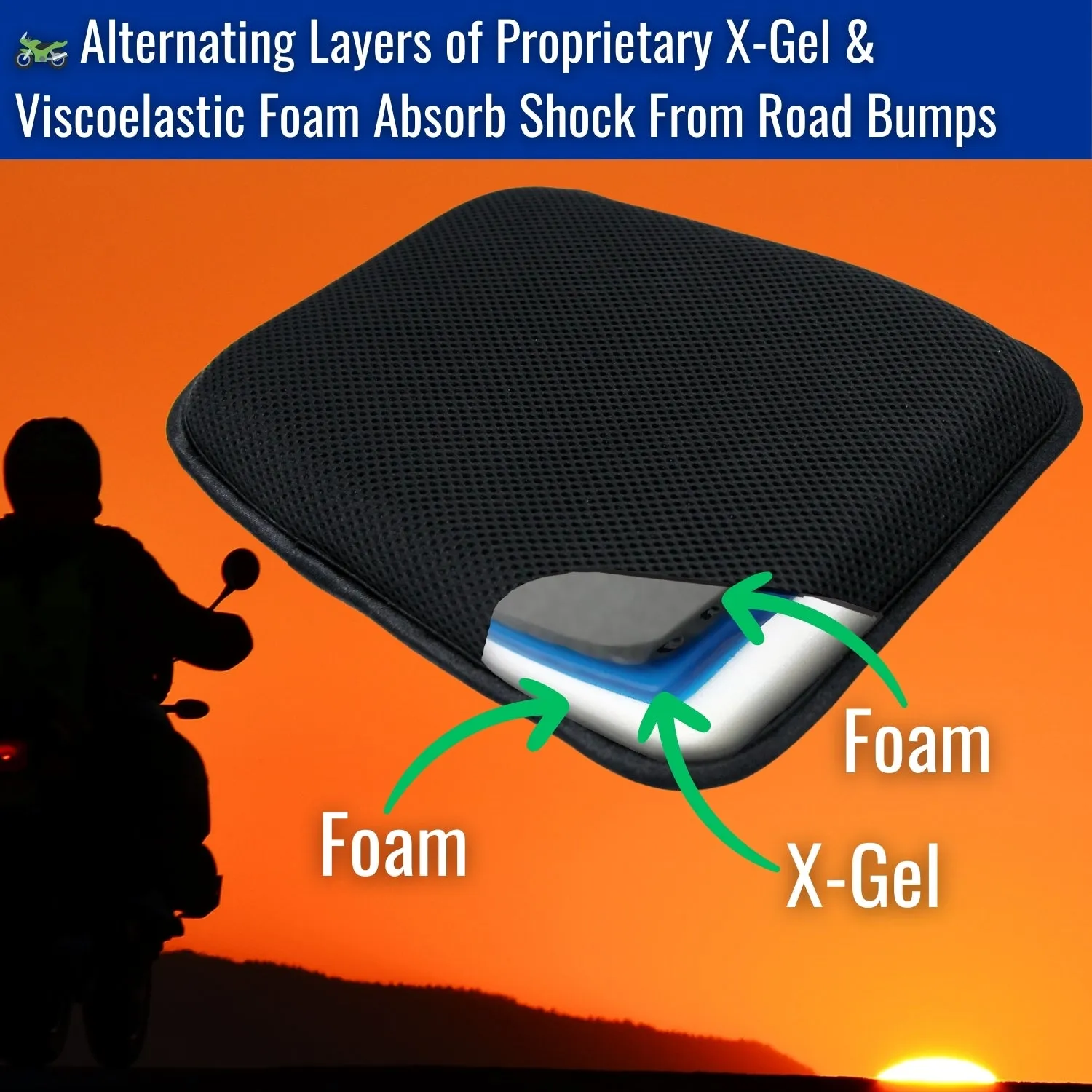 X-Tender® Motorcycle Gel Seat Pad