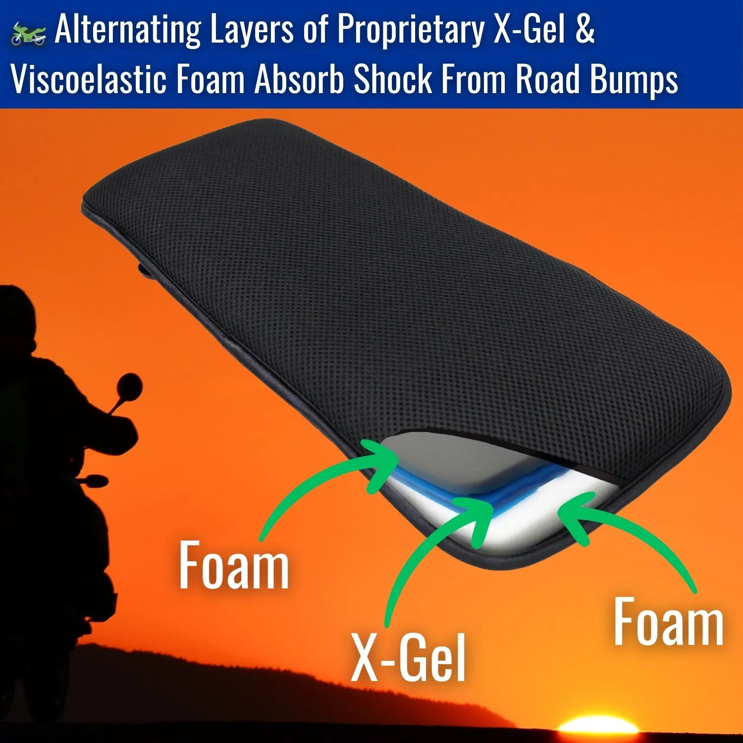 X-Tender® Motorcycle Gel Seat Pad